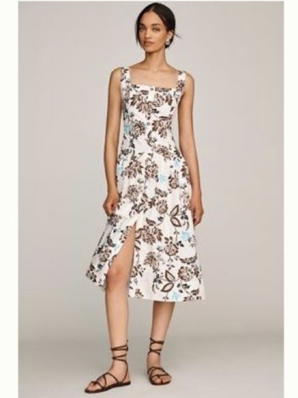 Anthropologie 100% Cotton Floral Buttondown Midi M